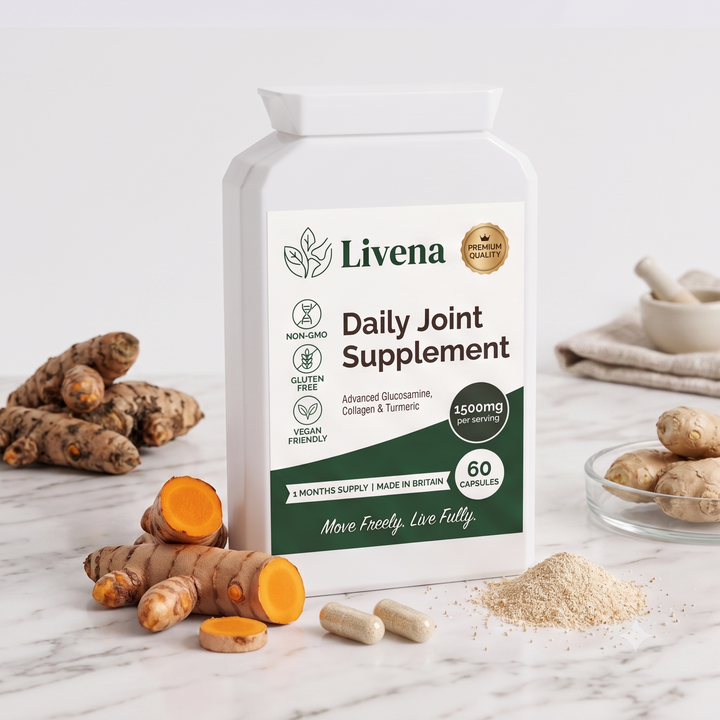 Livena Daily Joint Supplement – Glucosamine, Collagen & Turmeric – 60 Capsules